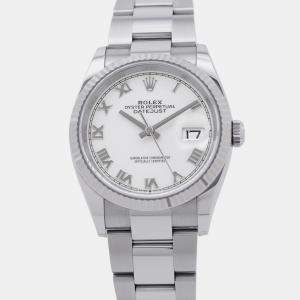 Pre Owned Rolex Datejust 126234 Automatic White 18k White Gold Stainless Steel Men's Wristwatch 36 mm