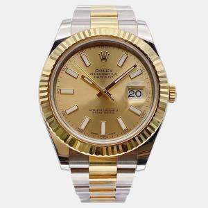 مملوكة مسبقًا Rolex Datejust II 116333 Automatic Champagne Dial Stainless Steel 18k Yellow Gold Men's Wristwatch 41mm