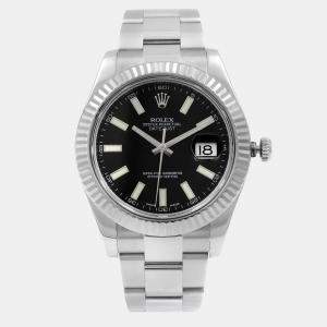 مملوكة مسبقًا Rolex Datejust II 116334 Automatic Black Dial 18k White Gold Stainless Steel Men's Wristwatch 41mm
