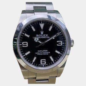 مملوكة مسبقًا ساعة يد رجالية رولكس إكسبلورر 214270 أوتوماتيكية سوداء ستانلس ستيل 39 مم