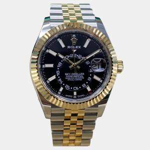 Pre Owned Rolex Sky-Dweller 336933 Automatic Black Dial 18k Yellow Gold Stainless Steel Men's Wristwatch 42mm