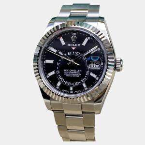 Pre Owned Rolex Sky-Dweller 326934 Automatic Black Dial Stainless Steel Men's Wristwatch 42mm