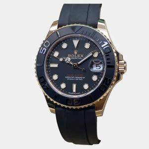 Pre Owned Rolex Yacht-Master 268655 Automatic Black Dial 18k Rose Gold Unisex Wristwatch 37mm
