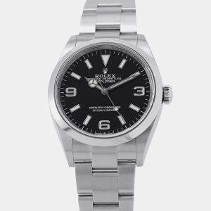 مملوكة مسبقًا Rolex Explorer 124270 Automatic Black Stainless Steel Men's Wristwatch 36 mm