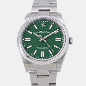 مملوكة مسبقًا Rolex Oyster Perpetual 124300 Automatic Green Stainless Steel Men's Wristwatch 41 mm