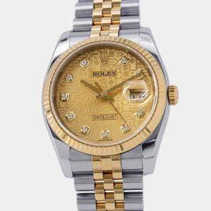 Pre Owned Rolex Datejust 116233 Gold Dial Yellow Gold Stainless Steel  Automatic Men's Wristwatch 36mm