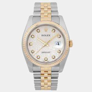 مملوكة مسبقًا Rolex Datejust 116233 Silver Rose Gold, Stainless Steel, Diamond Automatic Men Wristwatch 36mm