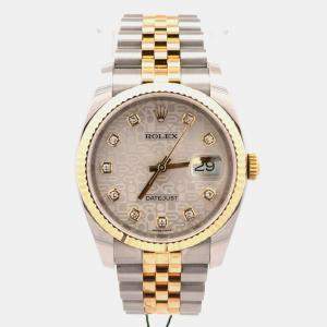 Pre Owned Rolex Datejust 116233 Silver 18K Yellow Gold, Stainless Steel, Diamond Automatic Men's Watches 36mm