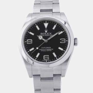 مملوكة مسبقًا Rolex Explorer 214270 Black Stainless Steel Automatic Men's Watches 39mm