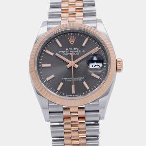 Pre Owned Rolex Datejust 126231 Slate Dial Stainless Steel 18k Everose Gold Automatic Women's Wristwatch 36mm