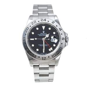 Pre Owned Rolex Black Stainless Steel Explorer II 16570 Men's Wristwatch 40 MM