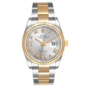 Rolex Silver Diamonds 18K Yellow Gold And Stainless Steel Datejust 126233 Men's Wristwatch 36 MM