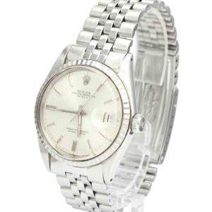 Rolex Silver 18K White Gold And Stainless Steel Datejust 1603 Vintage Men's Wristwatch 36 MM