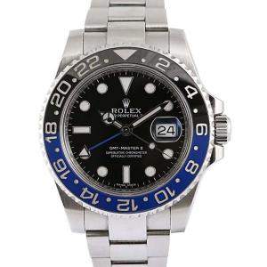 Rolex Black Stainless Steel GMT Master II Men's Wristwatch 40 MM