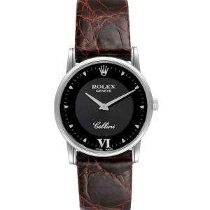 Rolex Black 18K White Gold Cellini Classic 5116 Men's Wristwatch 32 MM