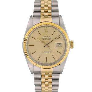 Rolex Champagne 18K Yellow Gold And Stainless Steel Datejust 16013 Men's Wristwatch 36 MM
