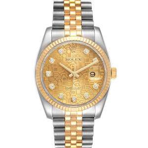 Rolex Champagne Diamonds 18K Yellow Gold And Stainless Steel Datejust 116233 Men's Wristwatch 36 MM