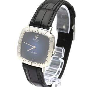 Rolex Blue 18K White Gold Vintage Cellini 4084 Men's Wristwatch 30 MM