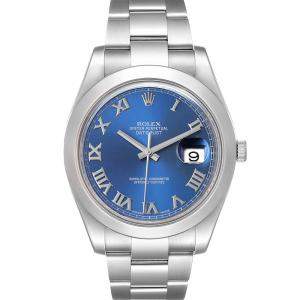 Rolex Blue Stainless Steel Datejust II 116300 Men's Wristwatch 41 MM