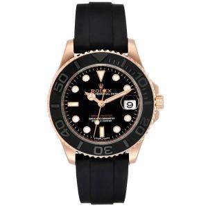 Rolex Black 18K Rose Gold Yachtmaster 268655 Men's Wristwatch 37 MM