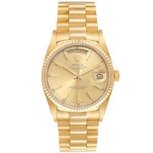 Rolex Champagne 18K Yellow Gold President Day-Date 18038 Men's Wristwatch 36 MM