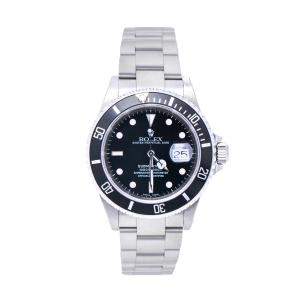 Pre Owned Rolex Black Stainless Steel Submariner 16610 Automatic Men's Wristwatch 40 mm