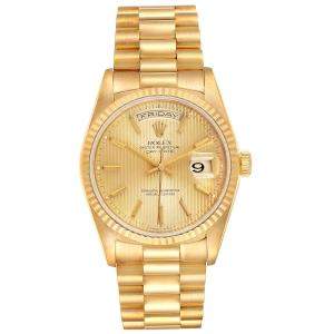 Rolex Champagne 18k Yellow Gold Day-Date President 18238 Men's Wristwatch 36 MM