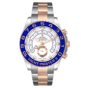 Rolex White 18K Rose Gold And Stainless Steel Yachtmaster II 116681 Men's Wristwatch 44 MM