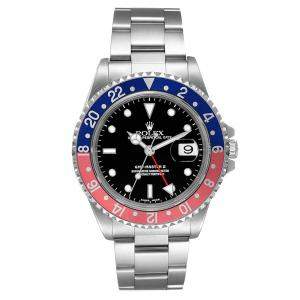 Rolex Black Stainless Steel GMT Master II Pepsi 16710 Men's Wristwatch 40 MM