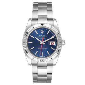 Rolex Blue Stainless Steel Datejust Turnograph 116264 Men's Wristwatch 36 MM