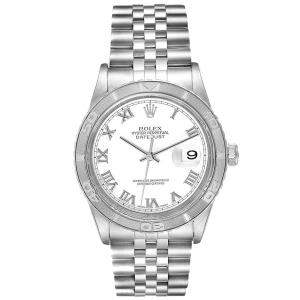 Rolex White 18K White Gold And Stainless Steel Turnograph Datejust 16264 Men's Wristwatch 36 MM