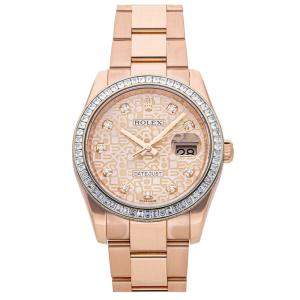 Rolex Pink Diamonds 18K Rose Gold Datejust 116285BBR Men's Wristwatch 36 MM