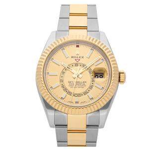 Rolex Champagne 18k Yellow Gold And Stainless Steek Sky-Dweller 326933 Men's Wristwatch 42 MM