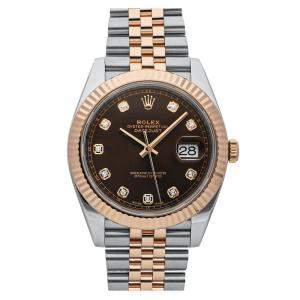 Rolex Brown Diamonds 18K Rose Gold And Stainless Steel Datejust 126331 Men's Wristwatch 41 MM