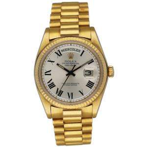 Rolex Silver 18K Yellow Gold Day-Date 1803 Men's Wristwatch 36 MM