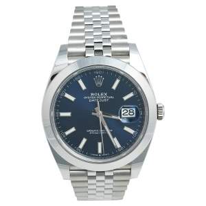 Pre Owned Rolex Blue Stainless Steel Datejust 126300 Men's Wristwatch 41 mm