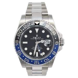 Pre Owned Rolex Black Stainless Steel GMT Master II 116710 Men's Wristwatch 40 mm