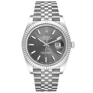 Rolex Grey 18k White Gold And Stainless Steel Datejust 126334 Automatic Men's Wristwatch 41 MM