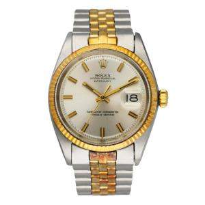 Rolex  Silver Yellow Gold and Stainless Steel Datejust 1601 Men's Wristwatch 36 mm