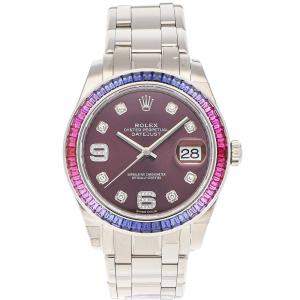 Rolex Purple Diamonds 18K White Gold Pearlmaster Datejust 86349SAFUBL Men's Wristwatch 39 MM