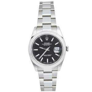 Pre Owned Rolex Black Stainless Steel Datejust 126300 Men's Wristwatch 41 mm