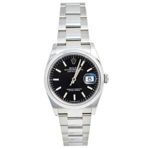 Pre Owned Rolex Black Stainless Steel Datejust 126200 Men's Wristwatch 36 mm