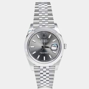 Pre Owned Rolex Slate Stainless Steel Datejust 41 126300 Men's Wristwatch 41 mm