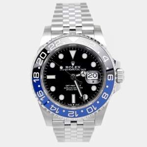 Pre Owned Rolex Black Cerachrom Oystersteel "Batman" GMT Master II 126710BLNR Men's Wristwatch 40 mm