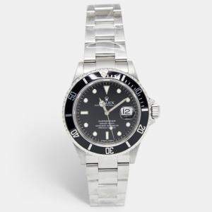Pre Owned Rolex Black Stainless Steel Submariner 16610 Men's Wristwatch 40 mm