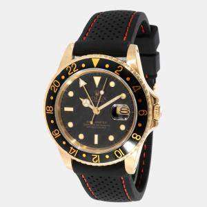 Rolex Black Yellow Gold GMT-Master 16758 Automatic Men's Wristwatch 40 mm