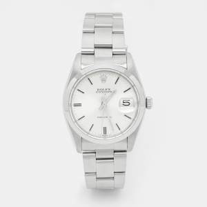 Rolex Silver Stainless Steel Oyster Date Precision 6694 Men's Wristwatch 35 mm