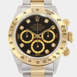 Pre Owned Rolex Black 18K Yellow Gold And Stainless Steel Cosmograph Daytona 16523G Automatic Men's Wristwatch 40 mm
