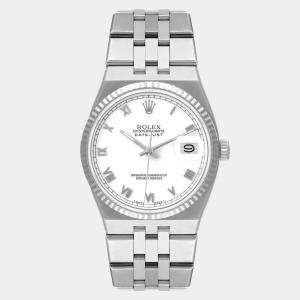 Rolex White Stainless Steel Oysterquartz Datejust 17014 Quartz Men's Wristwatch 36 mm