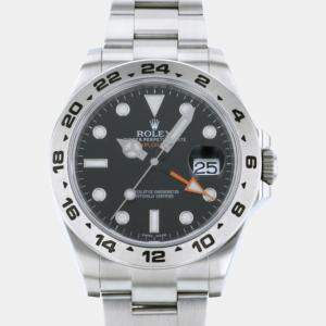 Rolex Black Stainless Steel Explorer II 216570 Automatic Men's Wristwatch 40 mm